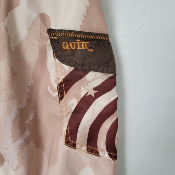 Quiksilver Boys 8 24" Beige Brown Swim Trunks Summer Swimming Suit - Picture 3 of 8